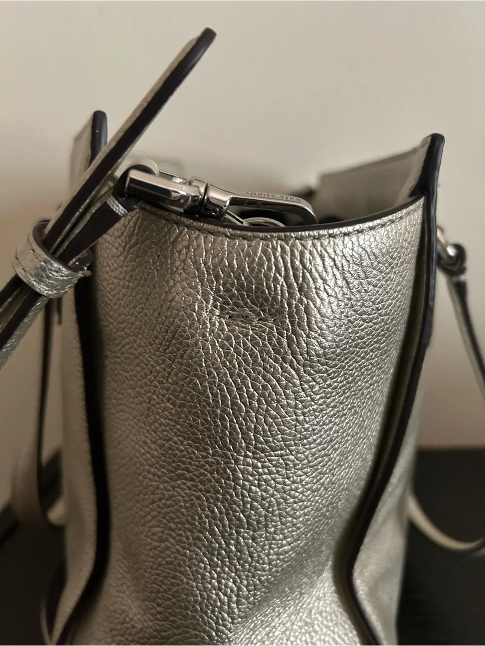 Kate Spade Patterson Drive Metallic Champagne Pebbled Leather Bag w/ Strap